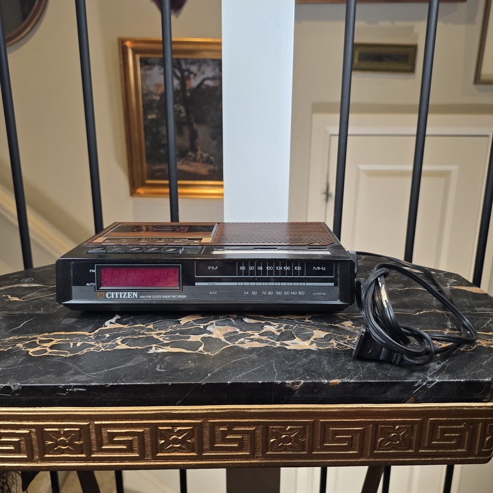 Vintage Citizen Clock Radio Cassette Player Woodgrain 80s - Picture 3 of 14